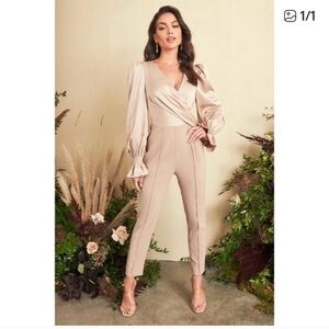 NEW LAVISH ALICE SATIN MIX WRAP TAILORED JUMPSUIT SIZE 4
